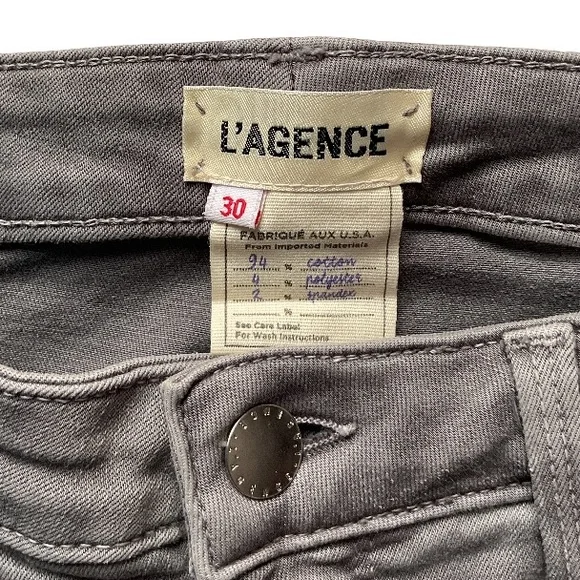 L'AGENCE Women's Margot High Rise Light Gray Skinny Jeans, size 30 - Picture 5 of 11